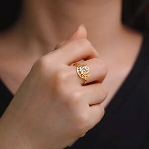 Gold CANCER Zodiac Celestial Moon Phase Ring